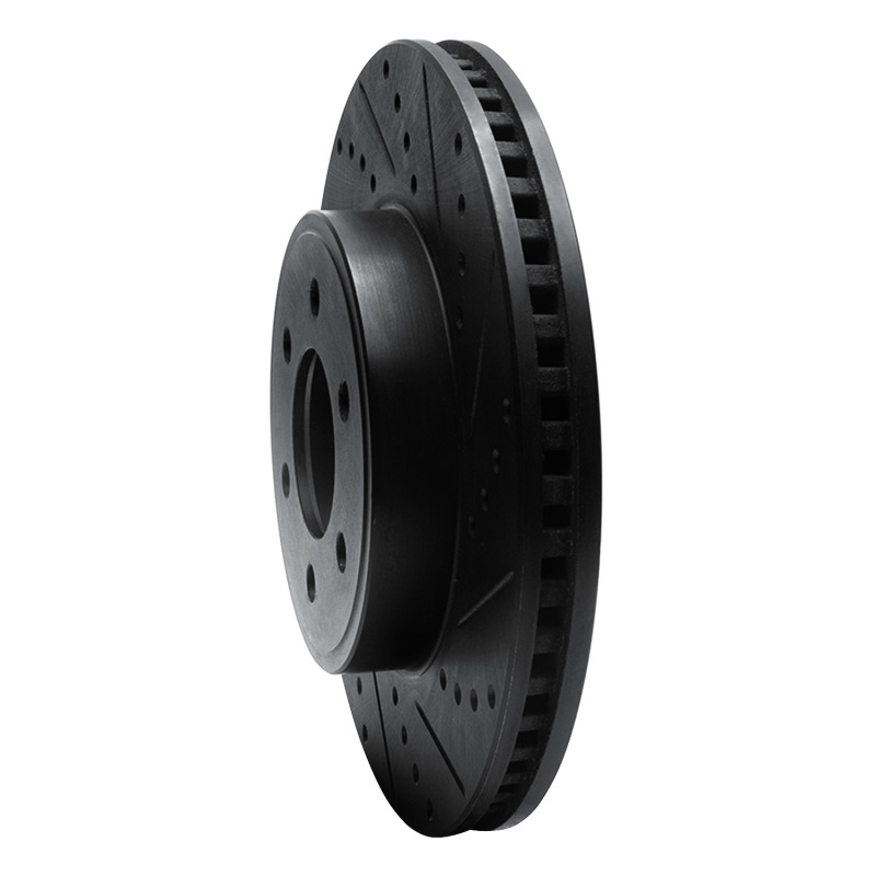 Dodge Durango Brake Rotor (1) - Front Right - R1 Concepts - Drilled & Slotted - Black - 2003